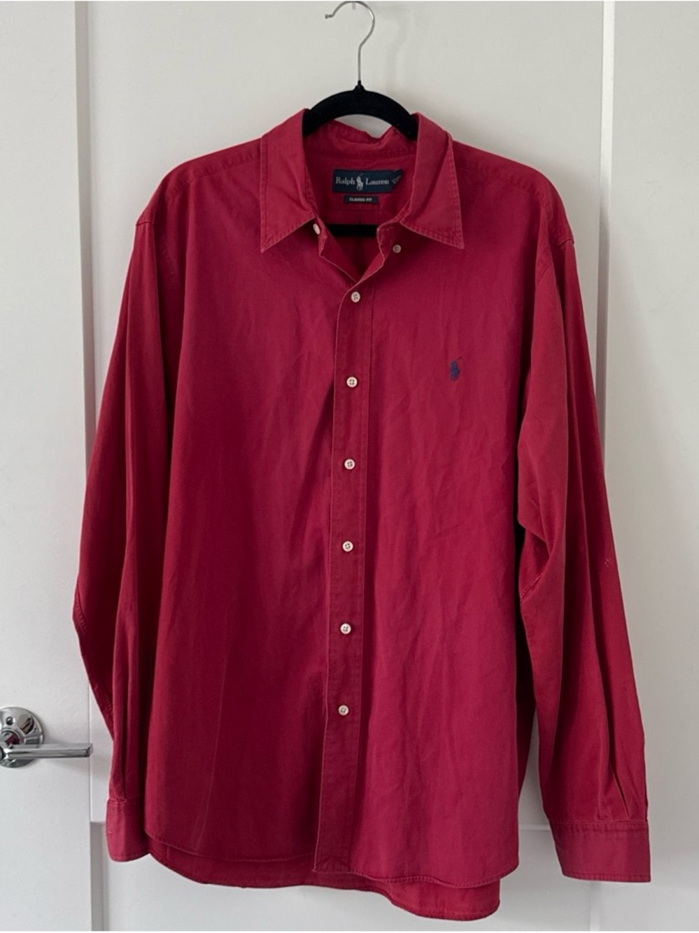 Ralph Lauren Men's Red Button-Down Shirt with Pony Logo